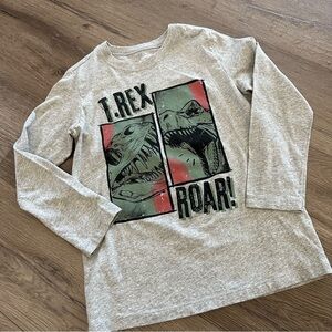 Osh Kosh Originals T-Rex Long Sleeve Gray T-Shirt | 7/7A | Dinosaur Graphic |